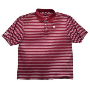 TuskWear Alabama Crimson Tide‎ Polo Shirt Red Striped Performance Mens XL *READ
